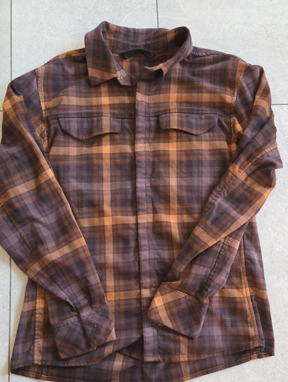 Arc'teryx Men's Plaid Button-Down Shirt in Brown and Tan